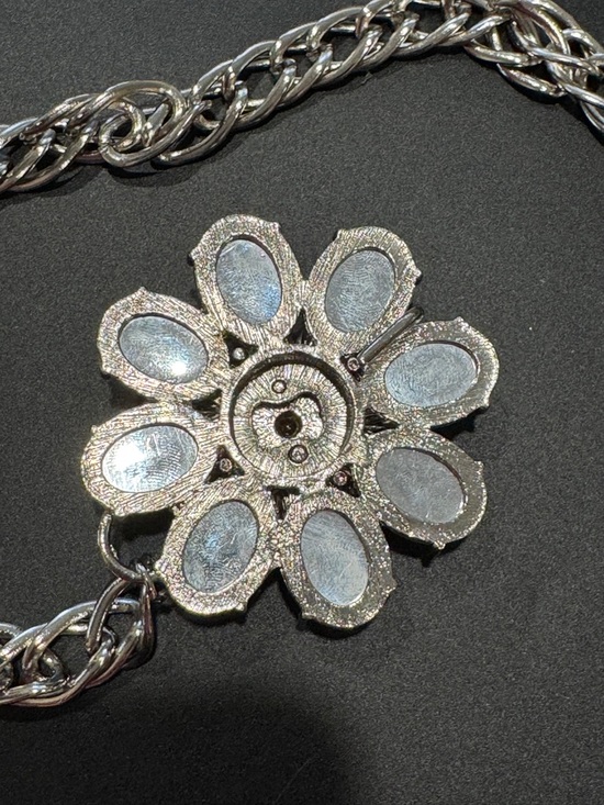 Vintage Silver Floral Crystal Pendant Waist Belt Belly Chain - Women Jewelry main image 5